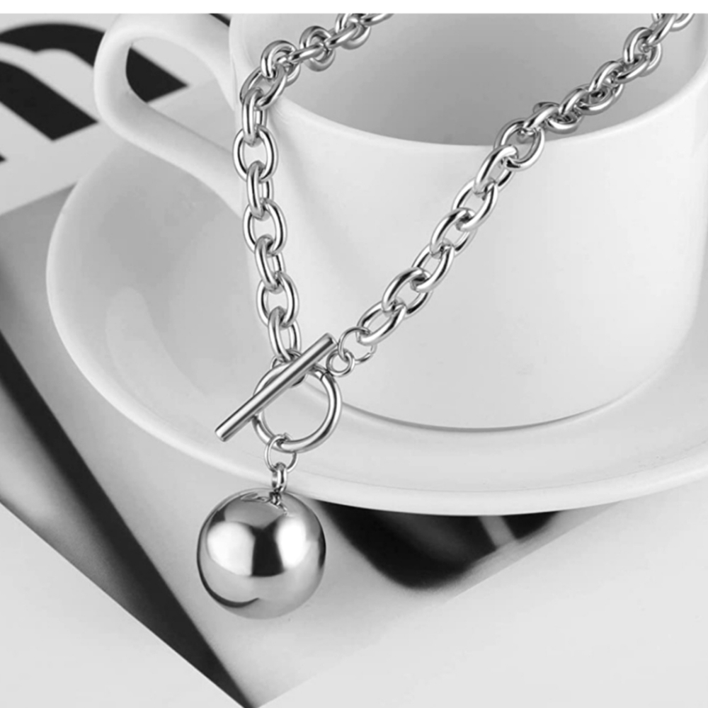 New stainless steel ball toggle closure necklace